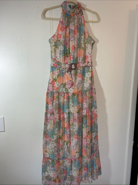 Dresses & Skirts - Taylor Floral Halter Maxi Dress in Pastel Pink, Blue & Green